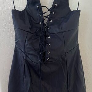 Edikted Navy Dress with Lace-Up Detail